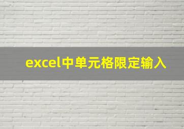 excel中单元格限定输入