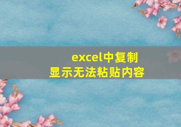 excel中复制显示无法粘贴内容