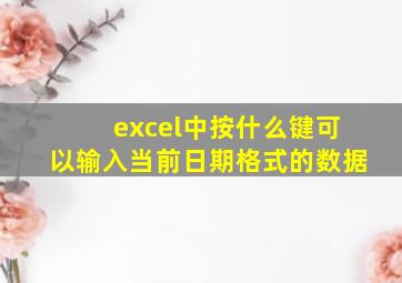 excel中按什么键可以输入当前日期格式的数据