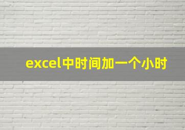 excel中时间加一个小时