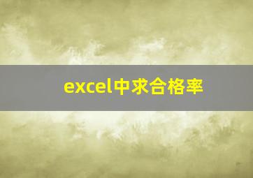 excel中求合格率