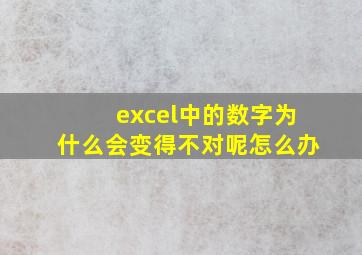 excel中的数字为什么会变得不对呢怎么办