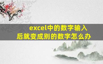 excel中的数字输入后就变成别的数字怎么办