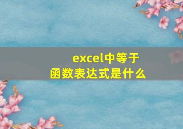 excel中等于函数表达式是什么