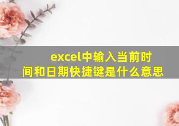 excel中输入当前时间和日期快捷键是什么意思