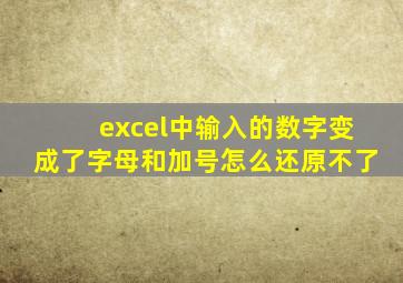 excel中输入的数字变成了字母和加号怎么还原不了