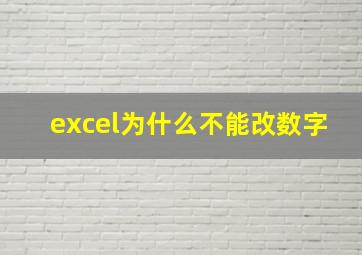 excel为什么不能改数字