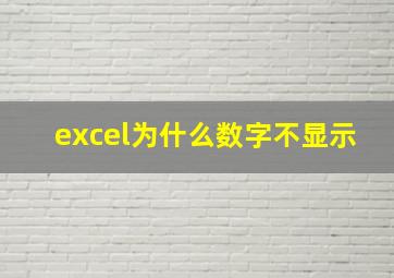 excel为什么数字不显示