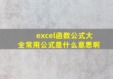 excel函数公式大全常用公式是什么意思啊