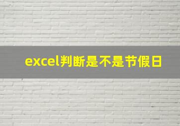 excel判断是不是节假日