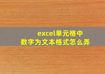 excel单元格中数字为文本格式怎么弄