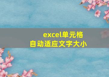 excel单元格自动适应文字大小