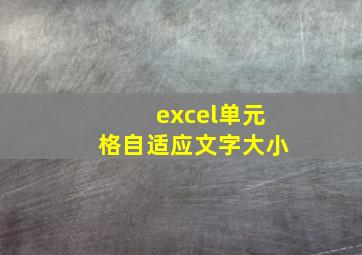 excel单元格自适应文字大小