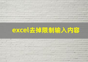 excel去掉限制输入内容