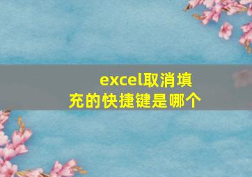 excel取消填充的快捷键是哪个