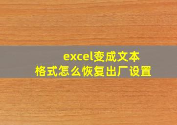 excel变成文本格式怎么恢复出厂设置