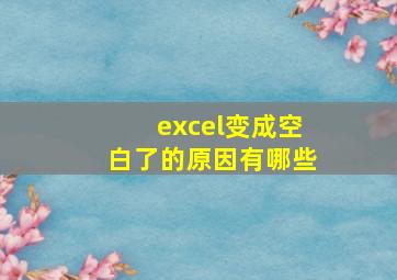 excel变成空白了的原因有哪些