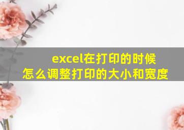 excel在打印的时候怎么调整打印的大小和宽度