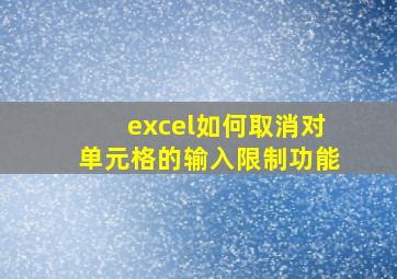 excel如何取消对单元格的输入限制功能