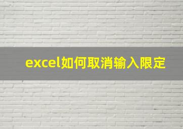 excel如何取消输入限定