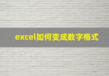 excel如何变成数字格式