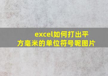 excel如何打出平方毫米的单位符号呢图片