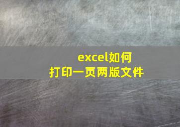 excel如何打印一页两版文件