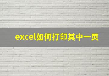 excel如何打印其中一页