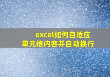 excel如何自适应单元格内容并自动换行