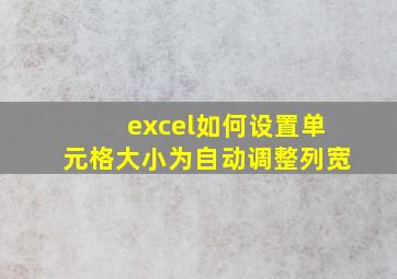 excel如何设置单元格大小为自动调整列宽