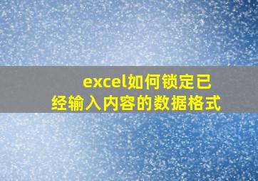 excel如何锁定已经输入内容的数据格式