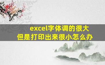 excel字体调的很大但是打印出来很小怎么办