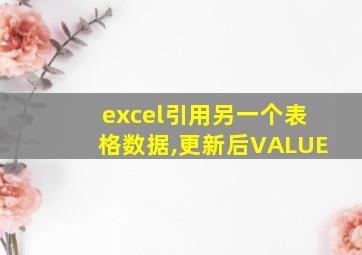 excel引用另一个表格数据,更新后VALUE