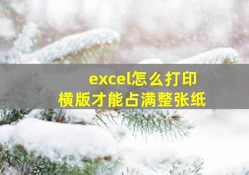 excel怎么打印横版才能占满整张纸