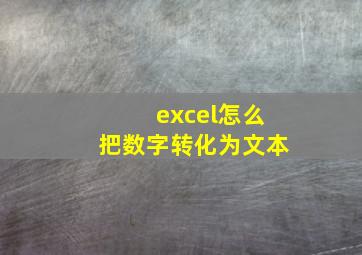 excel怎么把数字转化为文本