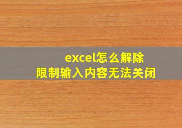 excel怎么解除限制输入内容无法关闭