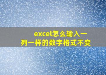 excel怎么输入一列一样的数字格式不变