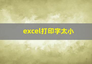 excel打印字太小