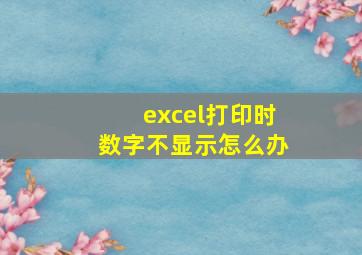 excel打印时数字不显示怎么办