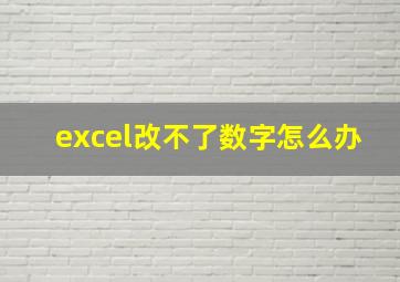 excel改不了数字怎么办