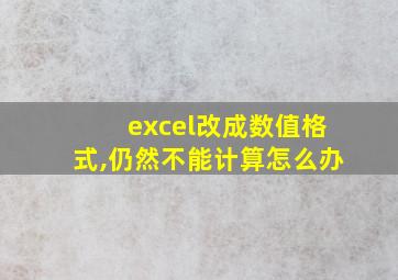 excel改成数值格式,仍然不能计算怎么办