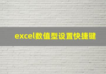 excel数值型设置快捷键