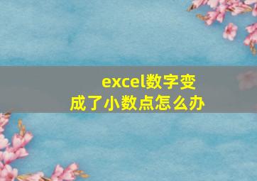 excel数字变成了小数点怎么办