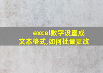 excel数字设置成文本格式,如何批量更改