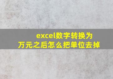 excel数字转换为万元之后怎么把单位去掉