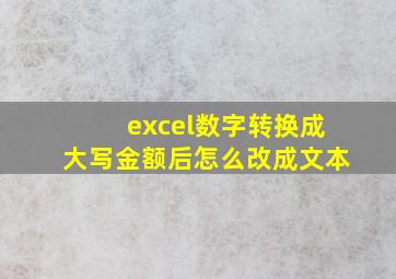 excel数字转换成大写金额后怎么改成文本