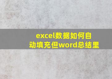 excel数据如何自动填充但word总结里