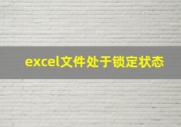 excel文件处于锁定状态