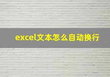 excel文本怎么自动换行