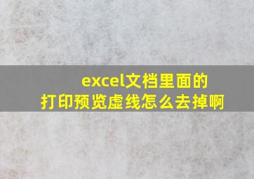 excel文档里面的打印预览虚线怎么去掉啊